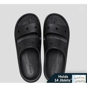 CROCS Classic Double Strap‎ Black Unisex Flip Flop Sandal Men's 10 Women's 12